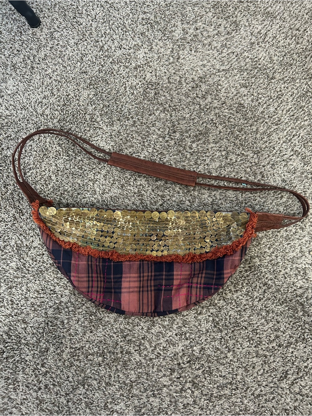 Rare Free People The Falls Bouton Embellished Sling Bag. Vintage Y2K boho